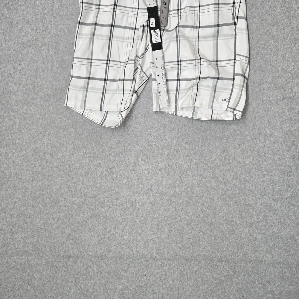 O'Neill Men Shorts 34 White Plaid Chino Warren Button Zipper Logo 10